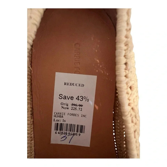 CARRIE FORBES Leather & Raffia Strap Notched Mumba Loafers - Picture 7 of 8